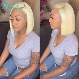 13x4 613 Blonde Color Lace Front Human Hair Wig Short Bob Lace Front Wig Indian Straight Remy 1B 613 Ombre 4x4 Lace Frontal Wig S0826