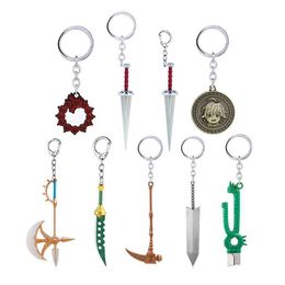 Anime The Seven Deadly Sins Keychain Meliodas Weapon LostVayne LostBane Key Ring Holder Chain Rhitta Deagon Metal Men Jewelry G1019