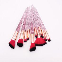 DHL 10pcs/set Diamond Makeup Brushes Set Crystal Brush Powder Blush Foundation Eyeshadow Make up Kits maquiagem