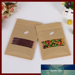 16*22 50pcs brown self kraft paper bags with window for gifts sweets and candy food tea Jewellery retail package paper