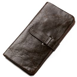 Men Genuine Leather Soft Skin Coin Pocket Long Purse Trendy High capacity Zipper Wallets