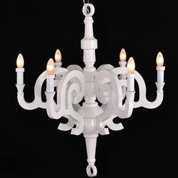 Ecolight Free Shipping Modern Wood Chandeliers 5 or 6 Lights E14 White or Black Painting Living Chandelier Light Lamp Lighting