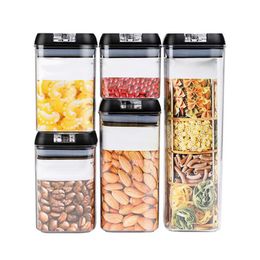 Storage Bottles & Jars 5 Psc Food Container Plastic Kitchen Refrigerator Noodle Box Multigrain Jar Transparent Sealed