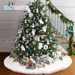 White Plush Christmas Tree Skirt Aprons Christmas Tree Carpet Navidad Decorations for Home New Year Xmas Decor 201017