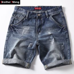 Classic Denim Shorts Men Summer Fashion Casual Slim Fit Ripped Blue Short Jeans Male Brand Clothes 210316