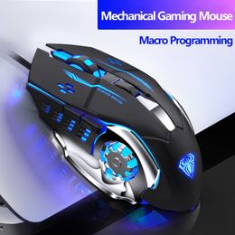 Wired Gaming 6 Programmable Buttons Ergonomic Mice Colorful LED Light Mouse PC Computer Laptop,Game and Office