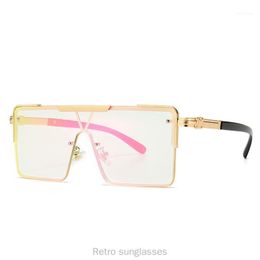Sunglasses Sqaure For Women 2021 Fashion One Piece Oversize Sun Glasses Men Flat Mirror Shades FML1