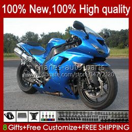 Motorcycle Bodys For KAWASAKI NINJA ZX 10R 10 R 1000 CC ZX10R 06 07 Bodywork 14No.80 ZX-10R ZX1000 1000CC 2006 2007 ZX1000C ZX1000CC 2006-2007 Fairing Kit glossy blue