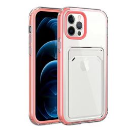 Anti Drop Airbag Card Slot Clear Cases For Samsung Galaxy A22 A32 A52 A72 A03S A12 Camera Protection Shock Absoption Dual Layer Hybrid TPU PC Transparent Phone Cover A