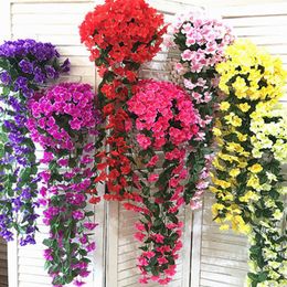 Artificial Violet Rattan Wedding Arch Decoration Wreath Fake Plant Leaf Silk Simulation Wisteria