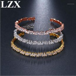 Noble Balgles Square Cut Cubic Zirconia Crystal Bracelets Bangles For Women Ladies Girls Wedding Party Fashion Jewelry Bangle