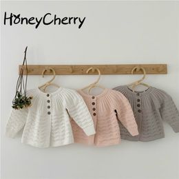 born Knit Sweater Female baby cardigan hollow pattern princess temperament long-sleeved shirt jacket Baby Sweater Girl 210701