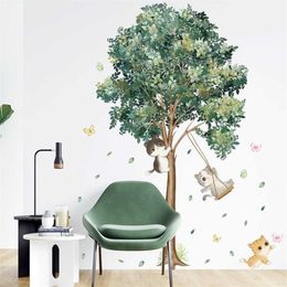 Plant tree children's room wall sticker Kindergarten classroom corridor sticker Waterproof entrance wall sticker Wallpaper paste 211124