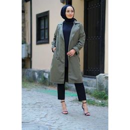 Ethnic Clothing Buttoned Belted Trenc Dress Moda Trend Quality Muslim Tops Sets Tunic Women Abayas Modest