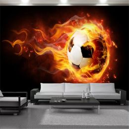 3d Wallpaper Paper Wall Covering A Football Flying In the Fire Living Room and Bedroom Decoration Modern Mural Wallpapers