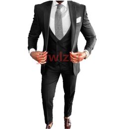 New Style One Button Handsome Peak Lapel Groom Tuxedos Men Suits Wedding/Prom/Dinner Best Man Blazer(Jacket+Pants+Tie+Vest) W800