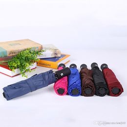 Customizable Solid Fully-automatic Three-folding Umbrellas Men Women 8 Bone Rainproof Windproof Umbrellas With Portable Cover XDH0994