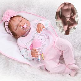 -22 "/ 55 cm Neugeborene Ganzkörper Vinyl Silikon Reborn Baby Puppen Handgemachte Mädchen Puppe Wasserdichte Bad Geschenke