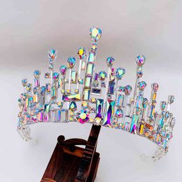 Luxury Rhinestone Bridal Tiaras Crown Baroque Full AB Crystal Diadem for Bride Headbands Wedding Hair Jewellery Dress Accessories