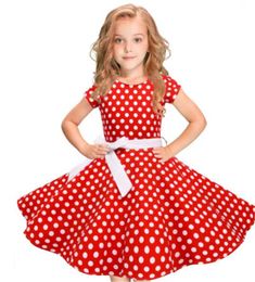 Summer Girls Clothes Fashion Kids Girls Vintage Dress Polka Dot Princess Swing Rockabilly Party Daily Dresses Q0716