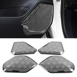 Pour Toyota Rav4 XA50 2019-2021 Haut-parleur de voiture Couverture de porte en acier inoxydable haut-parleur Sound Pad Cadre Cadre Cadre Autocollant Accessoires d'intérieur