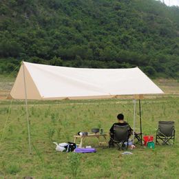 Without Poles 508*400CM L size Outdoor Camping Canopy Cotton Waterproof Sunscreen Light Luxury Square Sunshelter Awning Y0706