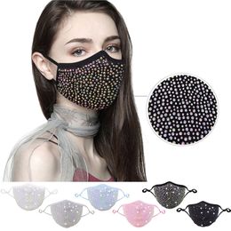 Face Mask Designer Black White Blue Yellow Party Pink Bling Diamond with Drill Women Summer Breathable Decoration Rhinestone Facemask Shiny Masquerade Masks