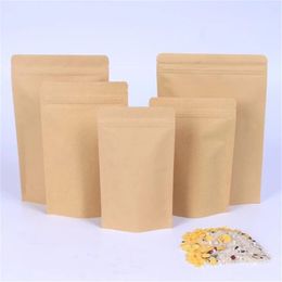 100pcs/lot Food Moisture Proof Bags Packaging Sealing Pouch Brown Kraft Paper Pouch with Aluminium Foil Bags for Food Tea Snack