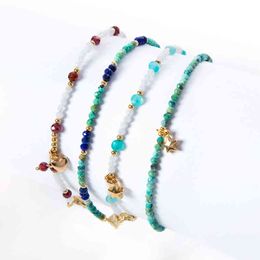 Btone 2mm Turquoise Lapis Mixed Bracelet Natural Stone Bracelet for Women