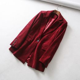 Ternos masculinos Blazers Blazer feminino Blazer de manga longa Red Jackets Green Work Office Lady Velvet Suit Casat