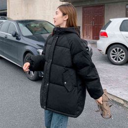 Women's Down Winter Jacket Medium Long Coat Casual Fashion Warm Large Loose Hooded Overcoats Ladies' Zipper Parka 211130