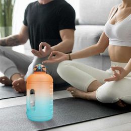 1 Gallon/128OZ Drinking Sports Water Bottle With Time Leakproof Kettle Drinkware 3.8L Fitness Motivational Marker P4F9 Y0915