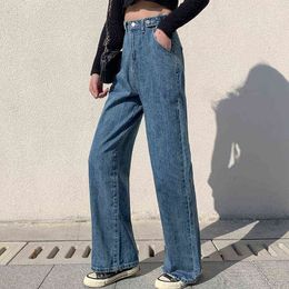 JMPRS Woman Jeans High Waist Wide Leg Denim Pants Spring Vintage Straight Blue Streetwear Casual Ladies Korean Baggy Jean 211129