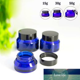 5PCS 15g/30g/50g Blue Glass Amber Cosmetic Facial Cream Bottles Lip Balm Sample Container Jar Store Vials Travel Makeup Pots