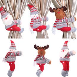 NEWChristmas Decor Creative Curtain Buckle Cartoon Doll Decoration Ornaments Home Restaurant Decorations Santa Window Pendant LLD11268