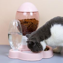 Cat Bowls & Feeders Pet Bowl Dog Fountain Automatic Water Food Feeder For Dogs Eating Drinking 600ml Bottle Dispenser Container Supplies