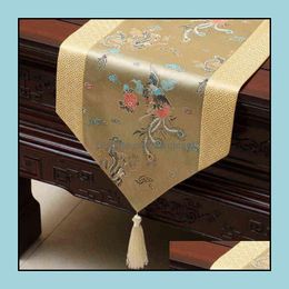 Table Runner Cloths Home Textiles & Garden Proud Rose Chinese Style Satins Cloth Bed Tea Flag Decoration 220107 Drop Delivery 2021 Nseg1