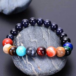 wholesale jewelry beads Canada - Beaded, Strands Bracelet For Women Or Men Universe Eight Planets Beads Bangles & Bracelets Fashion Jewelry Natural Solar System Energy