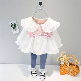 HYLKIDHUOSE Toddler Infant Clothes Spring Autumn Baby Girls Clothing Sets Lace Bowknot Princess Tops Pants Children Kids Clothes X0902