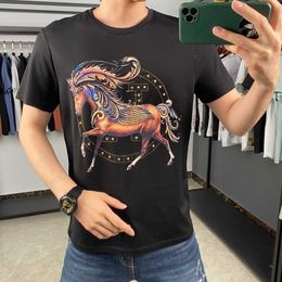 Brand Luxury T Shirt Men Summer Short Sleeve Casual T-Shirts O-neck Tops Tees Cotton Breathable Streetwear Clothes 210527