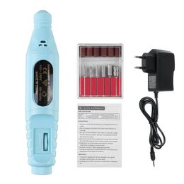 0-20000RPM 110-240V Nail File Art Speed Adjustable Electric Drill File Manicure Drill Pedicure Drill Portable Machine Electric Nail Polisher Kit - Pink