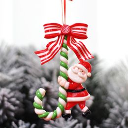 Christmas Resin Candy Cane Christmas Tree Hanging Deer snowman Kids Gift Ornaments for Holiday Party Decoration Favors, Red