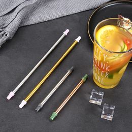 304 Stainless Straws Telescopic and Metal Cleaning Reusable With Silicone Tips Portable Steel Drinking Brush