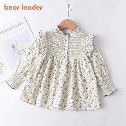 Bear Leader Girls Kid Floral Blouses 100% Cotton Toddler Baby Flowers Clothes Ruffles Sweet Shirts Children Casual Clothing 1 5Y 210708