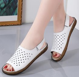 Plus Size Women Sandals Casual Korean PVC Soft Soled Beach Sandals Outdoor Fashion Hollow Breathable Lightweight Ladies Shoes 2024 New