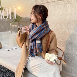 2021 Winter Scarf Women Cashmere Small Scarves Tassel Soft Fashion Warm Plaid Color Shawl Gift for Ladies Girl