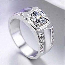 Womens Rings Crystal Jewellery couple ring diamond Silver Plated Platinum charming men's shining Cluster For Female Band styles