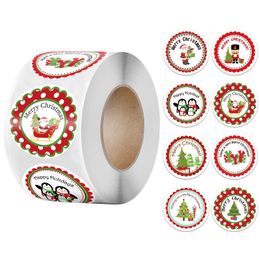 500Pcs/roll Merry Christmas Stickers Cute Santa Claus Snowman Trees Decorative Sticker Wrapping Gift Box Label Christmas Decorations Tags 2.5cm XD29955