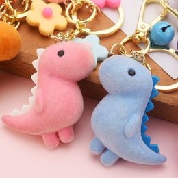 New flocking dinosaur key chain cartoon doll pendant car bag key ring creative gift