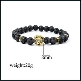 Beaded, Jewellery Natural Lava Rock Stone 8Mm Black Energy Chakra Beads Yoga Reiki Buddha Strands Bracelet Mala Bracelets Ps1331 Drop Delivery